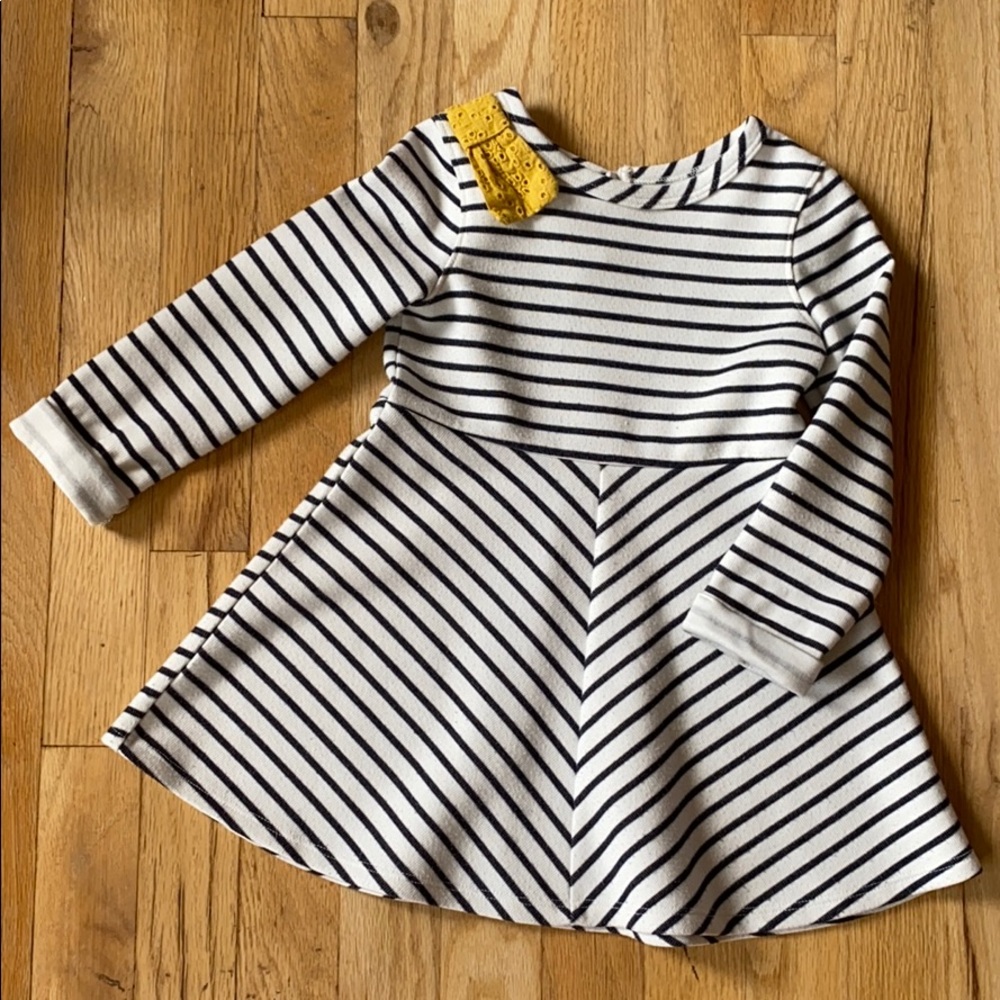 Sassy striped swing dress with yellow bow